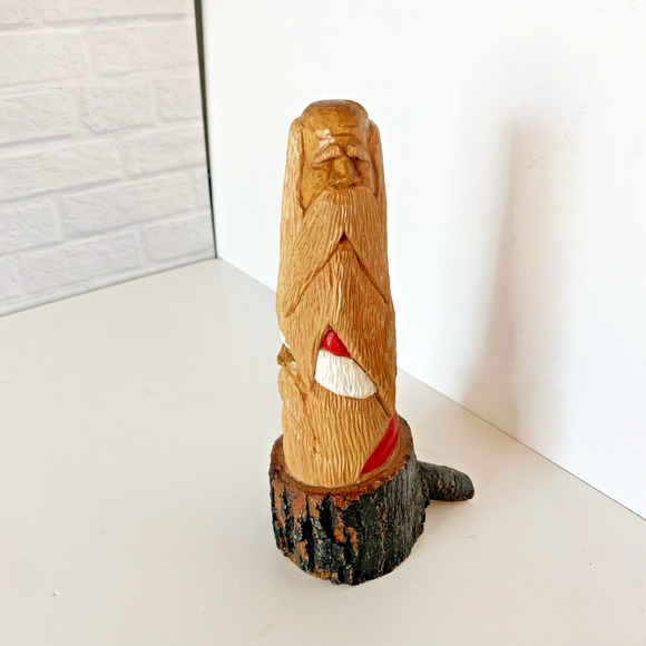 Santa Gnome Elf 2 Man Wood Hand Carved Figure W Dawydenko Minnesota Folk Art - Picture 1 of 9